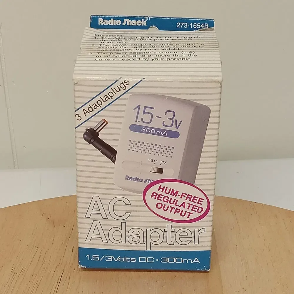 Radio Shack AC Adapter 1.5/3 Volts DC 300mA For AM/FM CD Cassette Portables